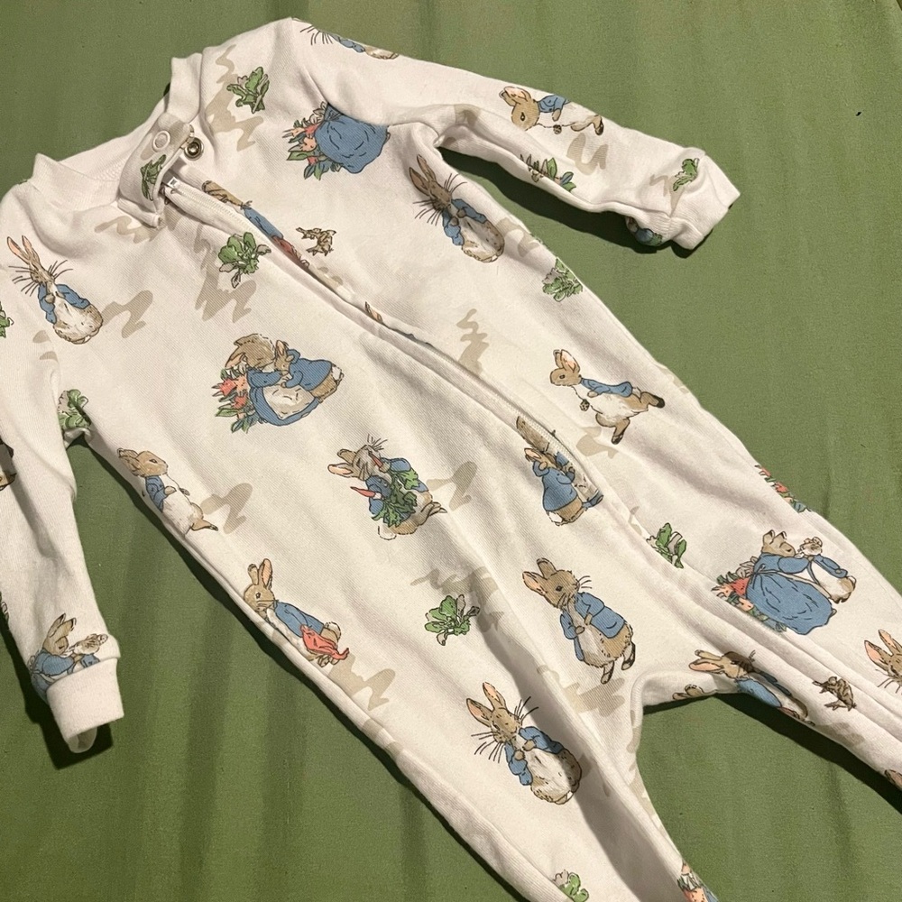EUC Pottery Barn Kids Peter Rabbit Onesie (3-6M)